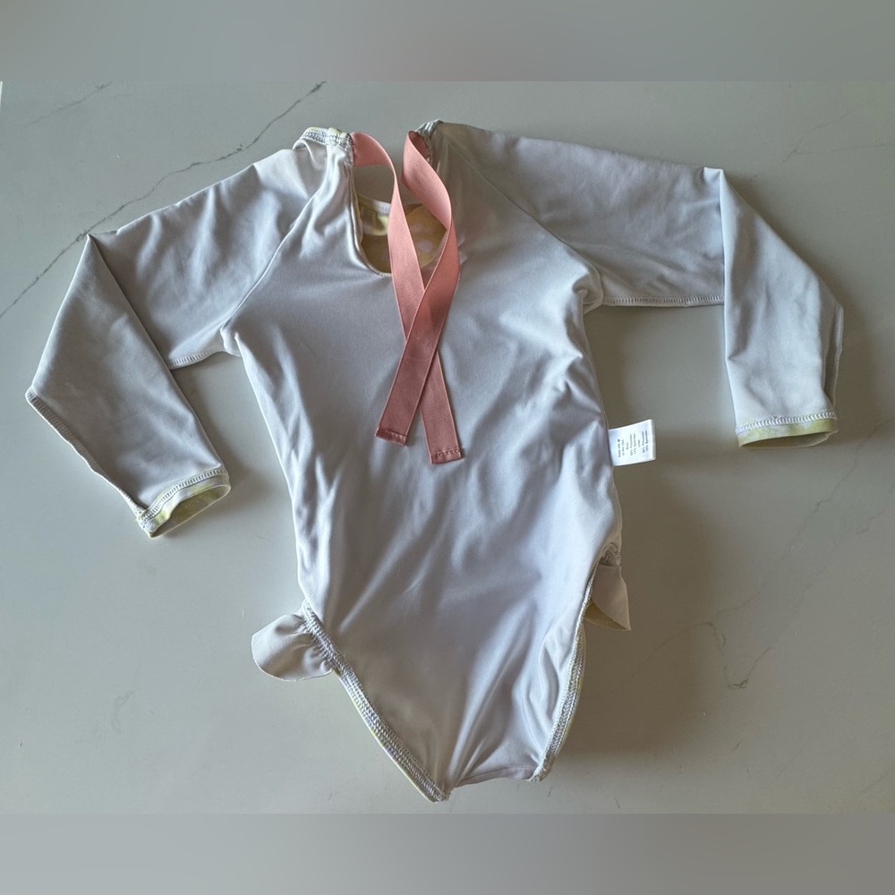 MINNOW Girls Citron Blossom Rashguard One Piece sz 3/4 - Picture 9 of 11